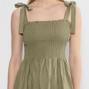 Aritzia Olive Tie-Shoulder Golden Hour Sundress